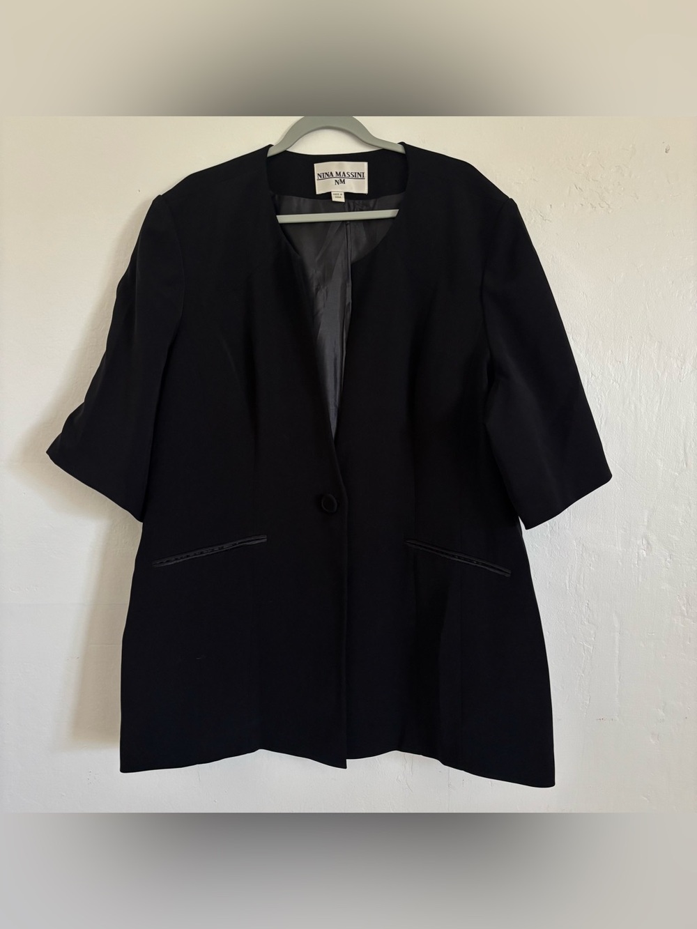 Vintage Nina Massini Black Short-Sleeve Blazer Jacket